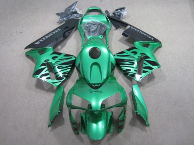 Online 2003-2004 Honda CBR600RR Motorcycle Fairings - Green Black Flame Canada