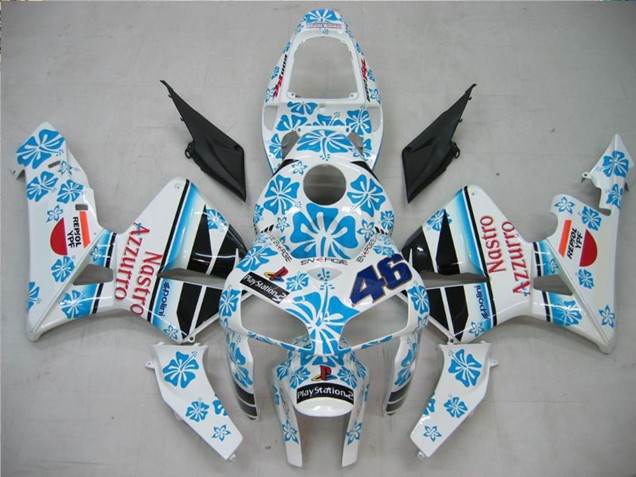 2005-2006 Honda CBR600RR Motorcycle Fairings - White Blue Red Nastro Azzurro 46 Canada