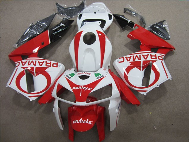 2005-2006 Honda CBR600RR Motorcycle Fairings - White Red Black Pramac Canada