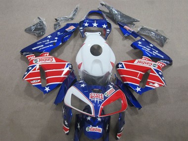 Online 2005-2006 Honda CBR600RR Motorcycle Fairings - White Red Blue Cycle World Castrol Canada