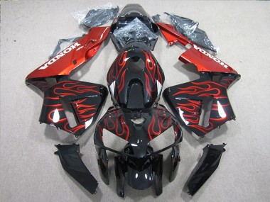 Online 2005-2006 Honda CBR600RR Bike Fairings - Glossy Black Red Flame Canada