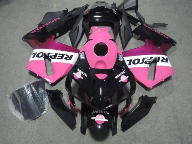 2005-2006 Honda CBR600RR Motorcycle Fairings - Glossy Black Pink Repsol Canada