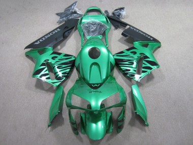 Online 2007-2008 Honda CBR600RR Motorcycle Fairings - Green Glossy Black Flame Canada