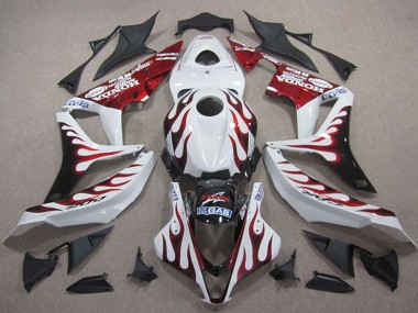 Online 2007-2008 Honda CBR600RR Motorcycle Fairings - White Red Glossy Black Flame Canada