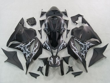 Online 2007-2008 Honda CBR600RR Motorcycle Fairings - Matte Black Silver Flame Canada