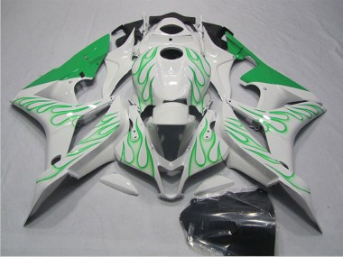 Online 2007-2008 Honda CBR600RR Motorcycle Fairings - White Green Flame Canada