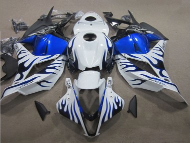 Online 2009-2012 Honda CBR600RR Motorcycle Fairings - White Blue Flame Canada