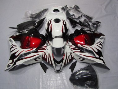 Online 2009-2012 Honda CBR600RR Motorcycle Fairings - White Red Glossy Black Flame Canada