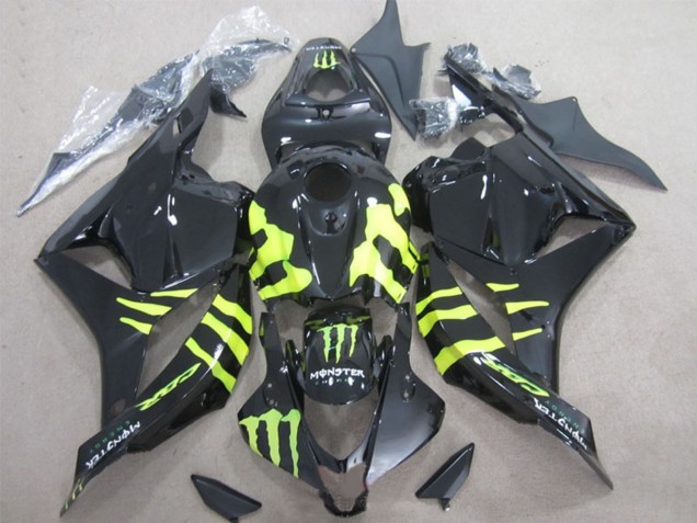 2009-2012 Honda CBR600RR Motorcycle Fairings - Glossy Black Yellow Monster Canada