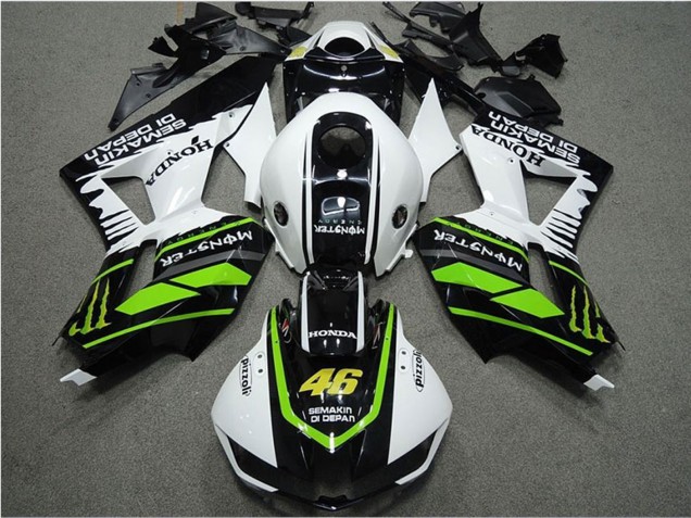 2013-2023 Honda CBR600RR Motorcycle Fairings - White Green Glossy Black Semakin Didepan Monster Canada