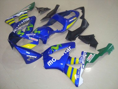 Online 2000-2001 Honda CBR900RR 929 Motorcycle Fairings - Blue Yellow Green MoviStar Castrol Canada