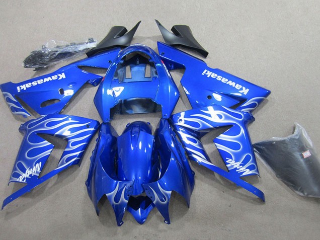 2004-2005 Kawasaki ZX10R Motorcycle Fairing - Blue White Flame Canada