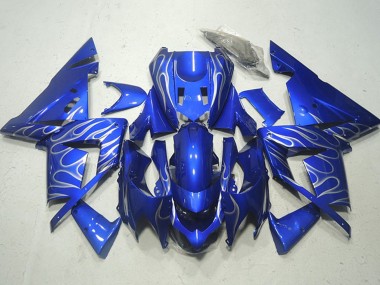 Online 2004-2005 Kawasaki ZX10R Motorcycle Fairings - Blue White Flame Canada