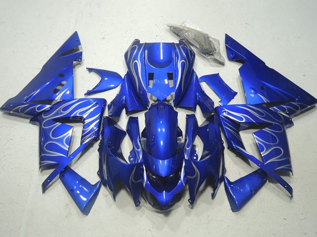 2004-2005 Kawasaki ZX10R Motorcycle Fairings - Blue White Flame Canada