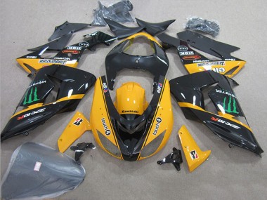 Online 2006-2007 Kawasaki ZX10R Motorcycle Fairings - Glossy Black Yellow Green Touch4 Monster Canada