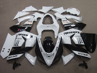Online 2006-2007 Kawasaki ZX10R Motorcycle Fairings - White Glossy Black Elf Touch4 Monster Energy Canada