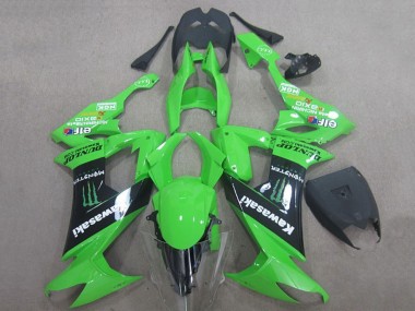 Online 2008-2010 Kawasaki ZX10R Motorcycle Fairings - Green Black Monster Energy Elf Dunlop Canada