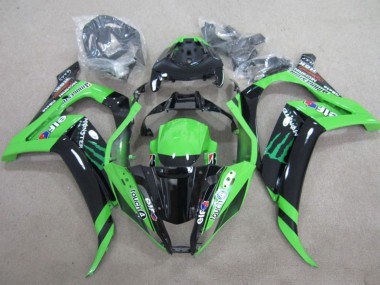 Online 2011-2015 Kawasaki ZX10R Motorcycle Fairings - Green Glossy Black Green Elf Touch4 Monster Canada