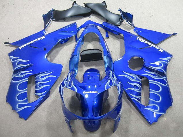 2002-2006 Kawasaki ZX12R Motorcycle Fairings - Blue White Flame Canada