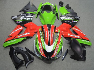 Online 2006-2011 Kawasaki ZX14R ZZR1400 Motorcycle Fairings - Green Red White Black Elf Motocard Canada