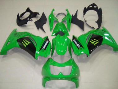 Online 2008-2012 Kawasaki ZX250R Motorcycle Fairings - Green Black Monster Canada