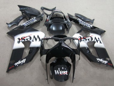 Online 2003-2004 Kawasaki ZX6R Motorcycle Fairing - Glossy Black White West Canada