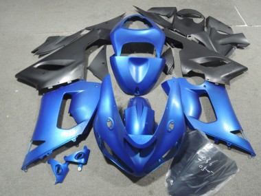 Online 2005-2006 Kawasaki ZX6R Motorcycle Fairing Kits - Blue Matte Black Canada