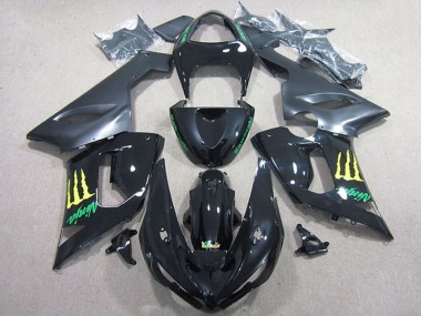 Online 2005-2006 Kawasaki ZX6R Motorcycle Fairing - Glossy Black Yellow Monster Canada