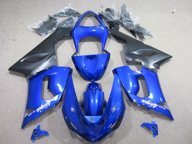 2005-2006 Kawasaki ZX6R Motorcycle Fairing - Blue Matte Black Canada
