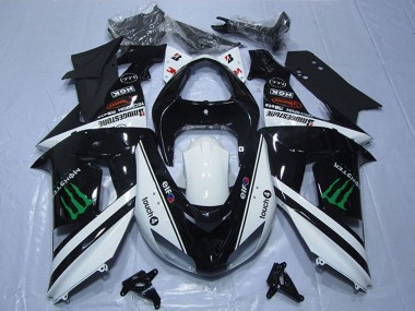 Online 2007-2008 Kawasaki ZX6R Motorcycle Fairings - Black White Monster Touch4 Canada