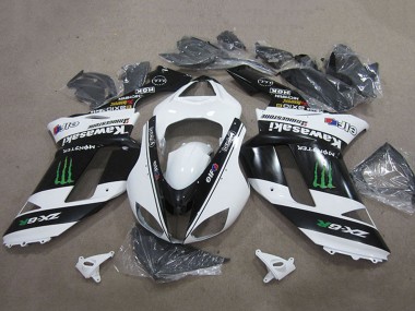 Online 2007-2008 Kawasaki ZX6R Motorcycle Fairings - Black White Monster Canada
