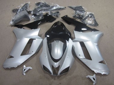 Online 2007-2008 Kawasaki ZX6R Motorcycle Fairings - Silver Black Canada