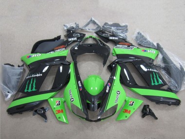 Online 2007-2008 Kawasaki ZX6R Motorcycle Fairings - Green Black 3M Monster Canada