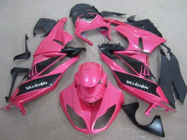 Online 2009-2012 Kawasaki ZX6R Motorcycle Fairings - Pink Black Monster Canada