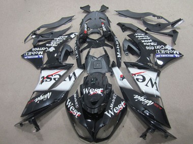 Online 2009-2012 Kawasaki ZX6R Motorcycle Fairings - Glossy Black White West Canada