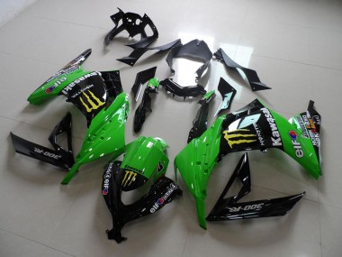 Online 2013-2018 Kawasaki ZX300R Motorcycle Fairings - Green Glossy Black Yellow Elf Touch4 Monster Canada