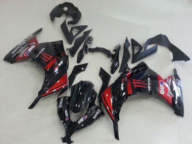 Online 2013-2018 Kawasaki ZX300R Motorcycle Fairings - Glossy Black Red Elf Touch4 Monster Canada