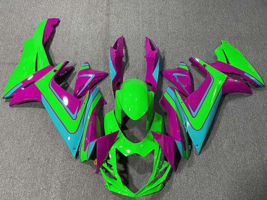 Online 2011-2024 Suzuki GSXR 600 / GSXR 750 Motorcycle Fairings - Green Magenta Light Blue Canada