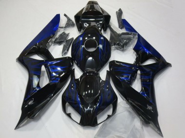 Online 2006-2007 Honda CBR1000RR Motorcycle Fairings - Glossy Black Blue Flame Canada