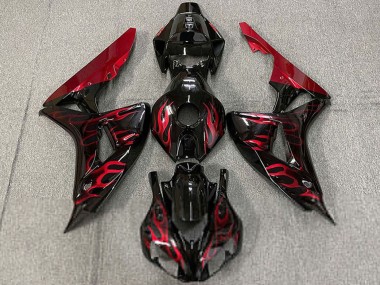 Online 2006-2007 Honda CBR1000RR Motorcycle Fairings - Glossy Black Red Flame Canada