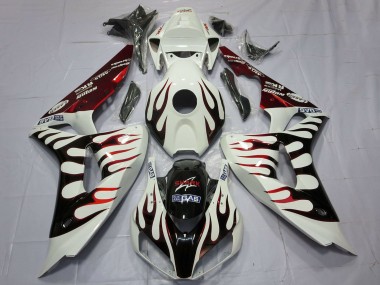 Online 2006-2007 Honda CBR1000RR Motorcycle Fairings - White Red Glossy Black Flame Canada