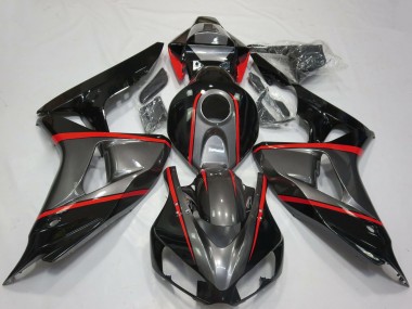 Online 2006-2007 Honda CBR1000RR Motorcycle Fairings - Grey Glossy Black Red Stripe Canada