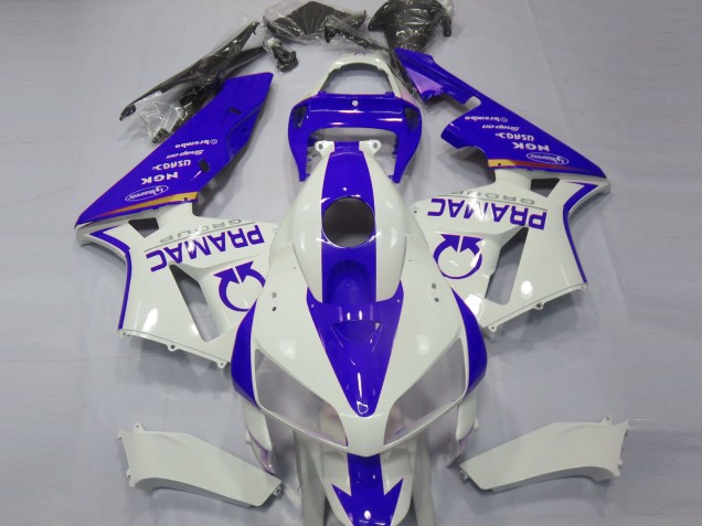 2005-2006 Honda CBR600RR Motorcycle Fairings - White Blue Pramac Canada