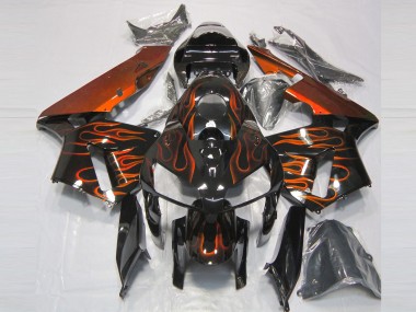 Online 2005-2006 Honda CBR600RR Motorcycle Fairings - Glossy Black Orange Flame Canada