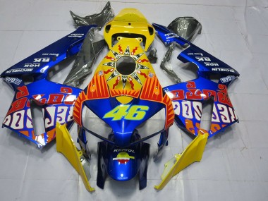 Online 2005-2006 Honda CBR600RR Motorcycle Fairings - Yellow Blue Rossi 46 Canada