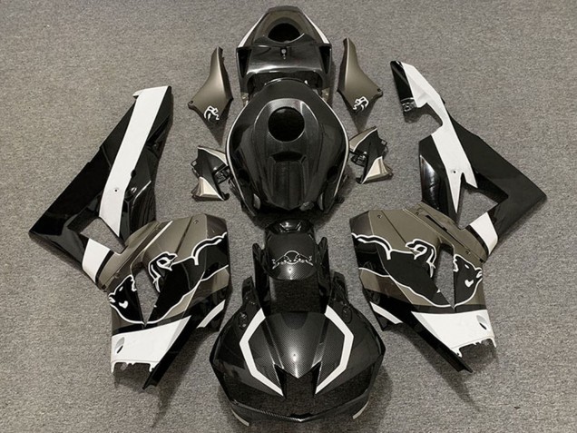 2013-2023 Honda CBR600RR Motorcycle Fairings - Black Carbon Fiber White Bull Canada