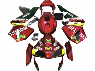 Online 2003-2004 Honda CBR600RR Motorcycle Fairings - Red Yellow Green MoviStar Canada