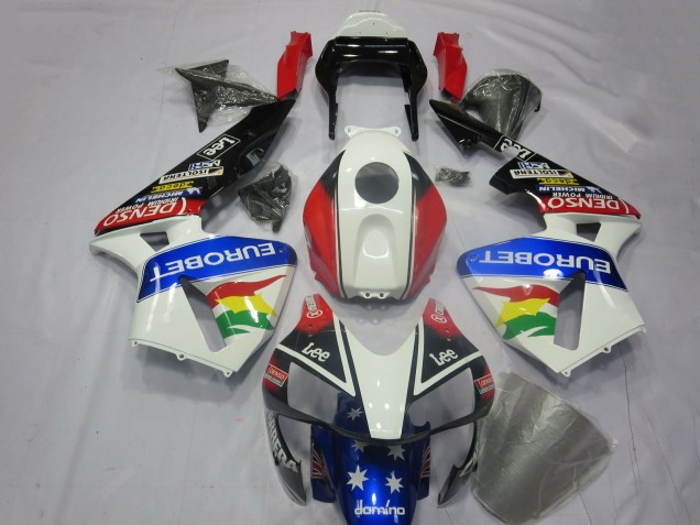 2003-2004 Honda CBR600RR Motorcycle Fairing Kits - White Red Blue Glossy Black EuroBet Canada