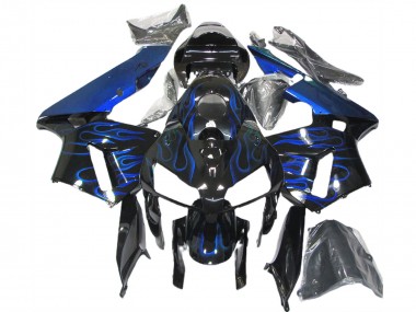 Online 2005-2006 Honda CBR600RR Motorcycle Fairings - Glossy Black Blue Flame Canada