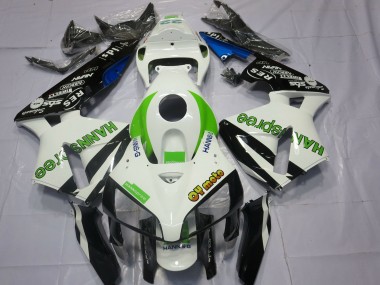 Online 2005-2006 Honda CBR600RR Motorcycle Fairings - White Green Glossy Black HannSpree Canada